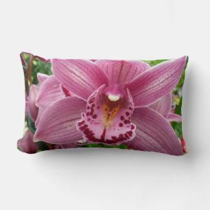Purple Orchid Elegant Floral Botanical Lumbar Pillow