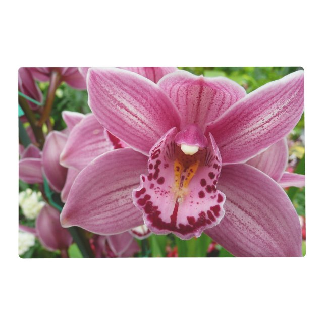 Purple Orchid Elegant Floral Botanical Placemat (Front)