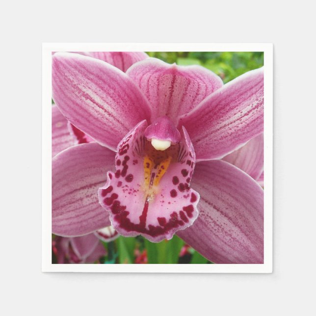 Purple Orchid Elegant Floral Napkins (Front)