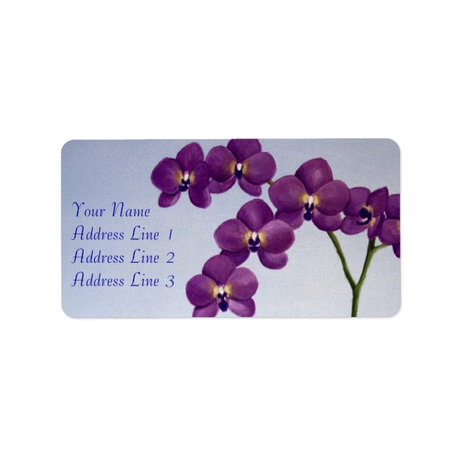 Purple Orchid Floral Address Label (Front)