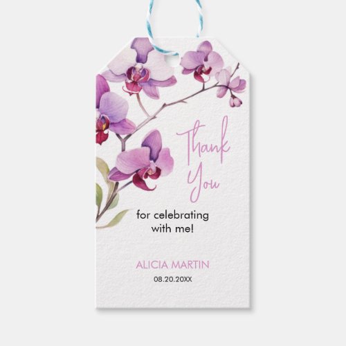 Purple Orchid Flower Blossom 30th Birthday Gift Tags