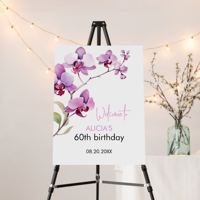 Purple Orchid Flower Blossom 60th Birthday Foam Board (In Situ (Stand))