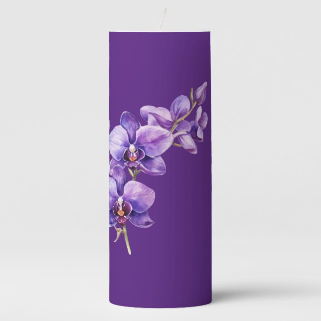 Purple orchid flower candle  (Front)