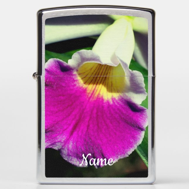 Purple Orchid Flower Center Personalized Zippo Lighter (Front)