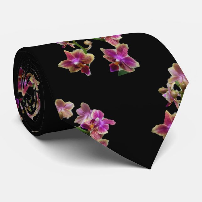 PURPLE ORCHID FLOWER  NECK TIE (Rolled)