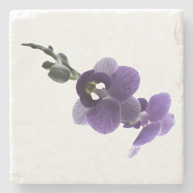 Purple orchid flower, Stone Coaster (Front)