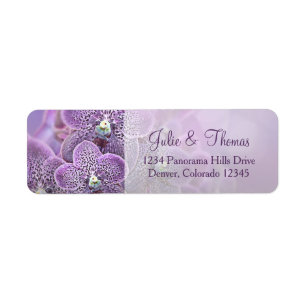 Purple Orchid Flower Wedding Return Address Label