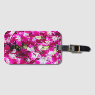 Purple orchid flowers background luggage tag