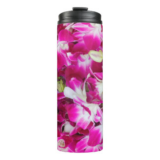 Purple orchid flowers background thermal tumbler