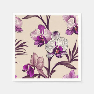 Purple Orchid Flowers Napkins