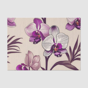 Purple Orchid Flowers Tissue Paper