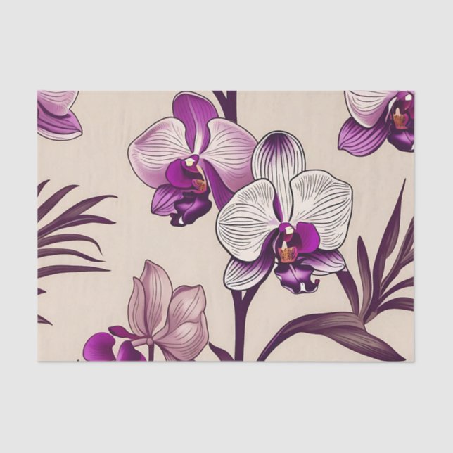 Purple Orchid Flowers Tissue Paper (Front)