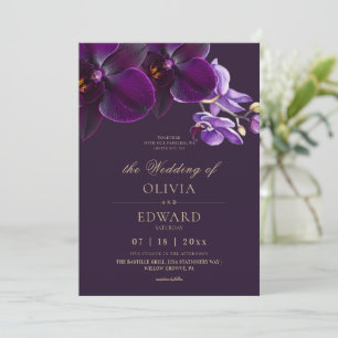 Purple Orchid Flowers Wedding Invitation