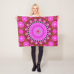 Purple Orchid Mandala No. 4 Fleece Blanket