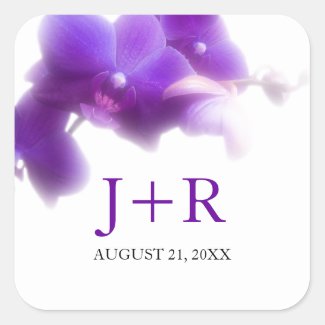 Purple Orchid Monogrammed wedding sticker