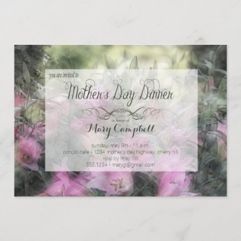 Purple Orchid Mother's Day Dinner Invitation by NightSweatsDiva at Zazzle