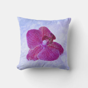 Purple Orchid On White Haze Throw Pillow