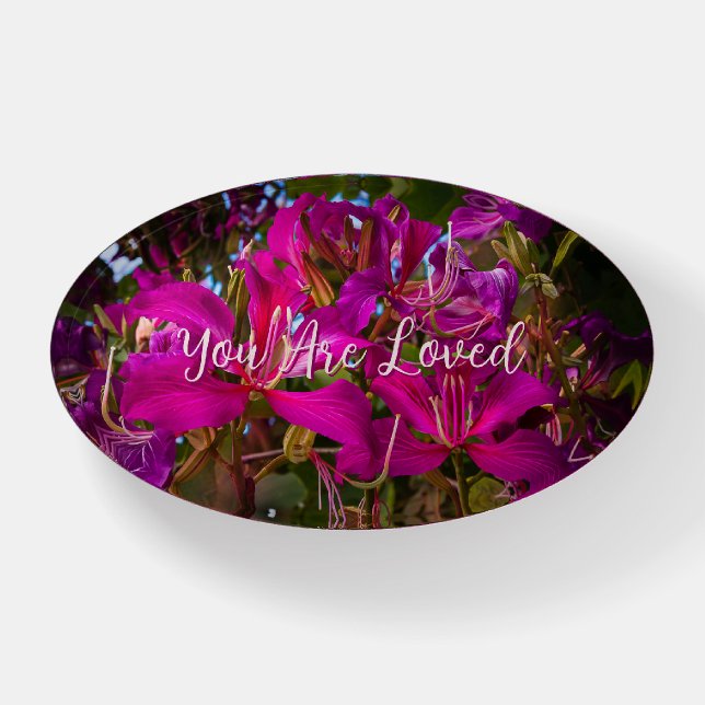 "Purple Orchid" Oval Paperweight  (Front)