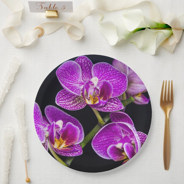 Purple orchid paper plates (Wedding)