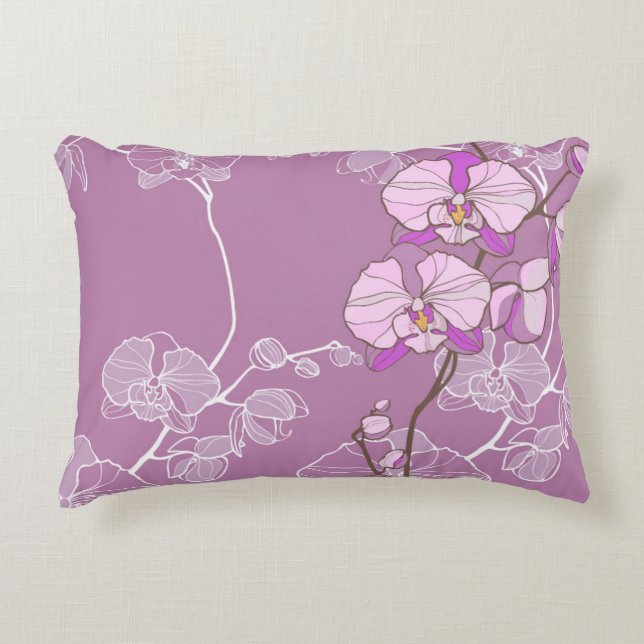 Purple Orchid Pattern Accent Pillow (Front)