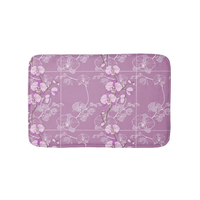 Purple Orchid Pattern Bathroom Mat (Front)