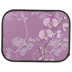Purple Orchid Pattern Car Floor Mat