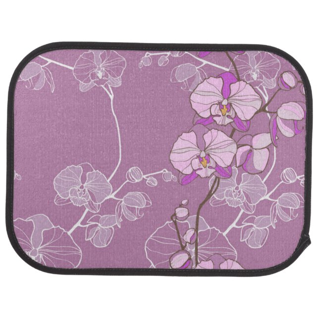 Purple Orchid Pattern Car Floor Mat (Rear)