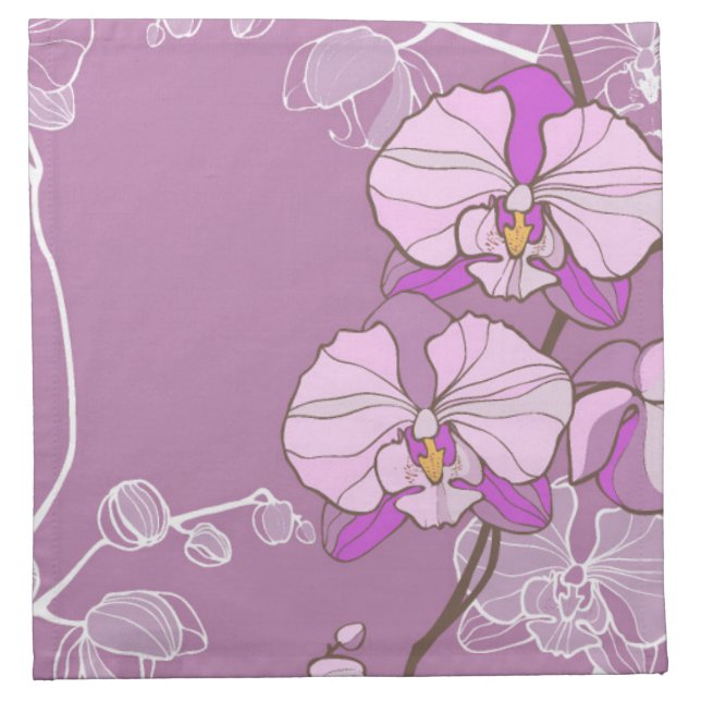 Purple Orchid Pattern Cloth Napkin (Front)
