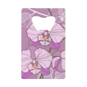 Purple Orchid Pattern Credit Card Bottle Opener