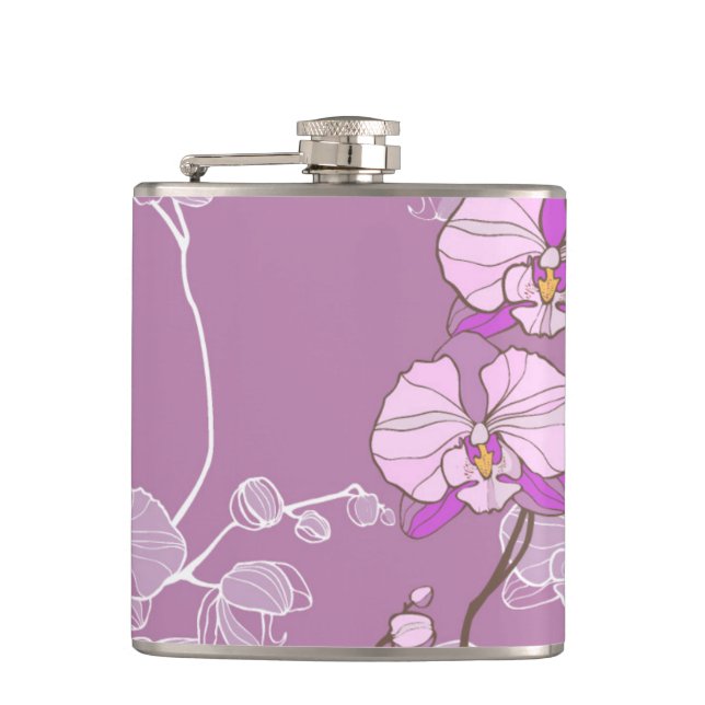 Purple Orchid Pattern Flask (Front)