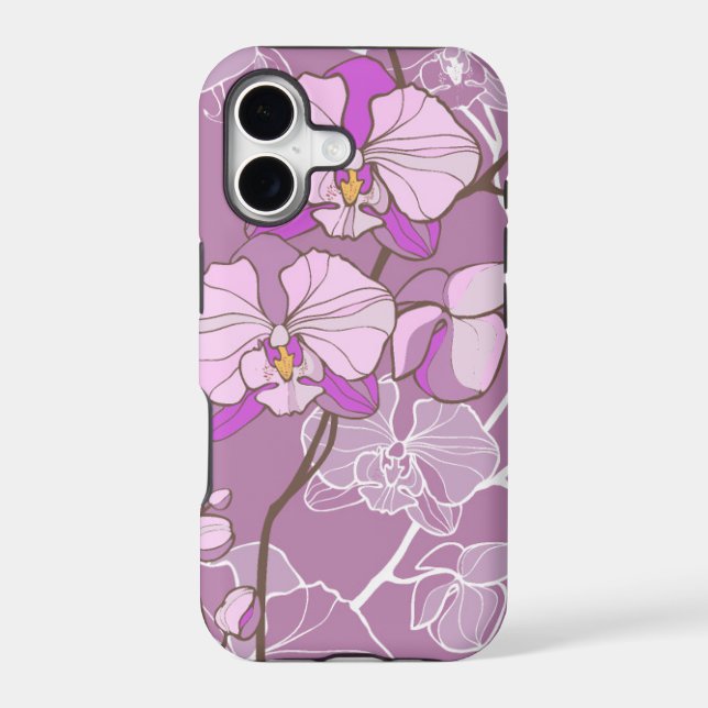 Purple Orchid Pattern Iphone Case (Back)