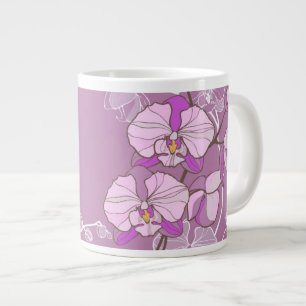 Purple Orchid Pattern Large Coffee Mug