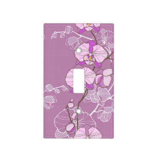 Purple Orchid Pattern Light Switch Cover