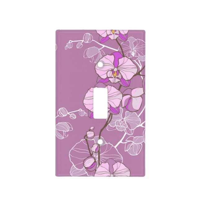 Purple Orchid Pattern Light Switch Cover (Front)