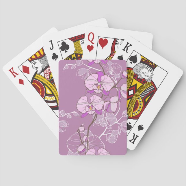 Purple Orchid Pattern Poker Cards (Back)
