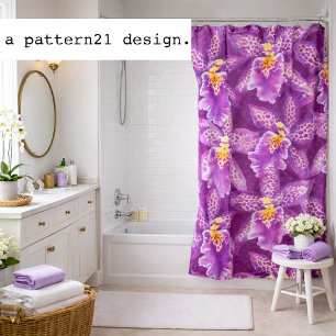 Purple orchid pattern shower curtain
