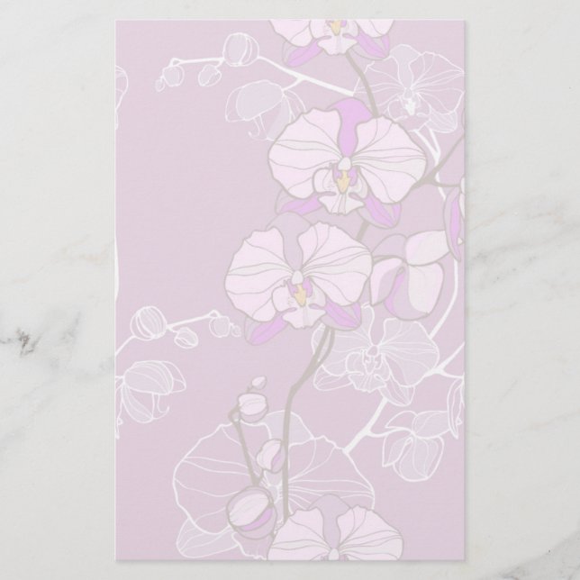 Purple Orchid Pattern Stationery (Front)