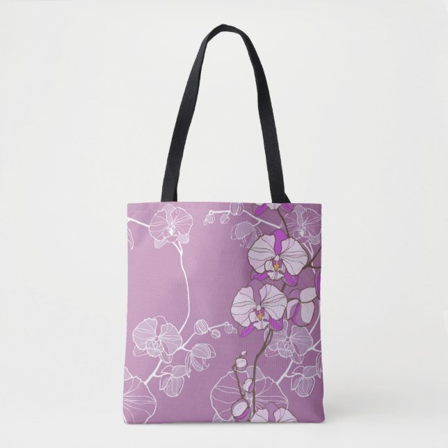 Purple Orchid Pattern Tote Bag (Front)