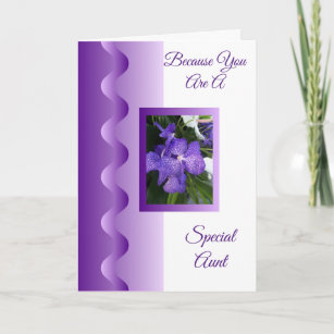 Purple Orchid Personalised Aunt Birthday Card