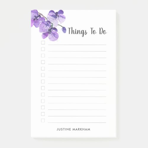 Purple Orchid Personalized To Do List Post_it Notes