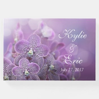 Purple Orchid Personalized Wedding Guest Book by wasootch at Zazzle