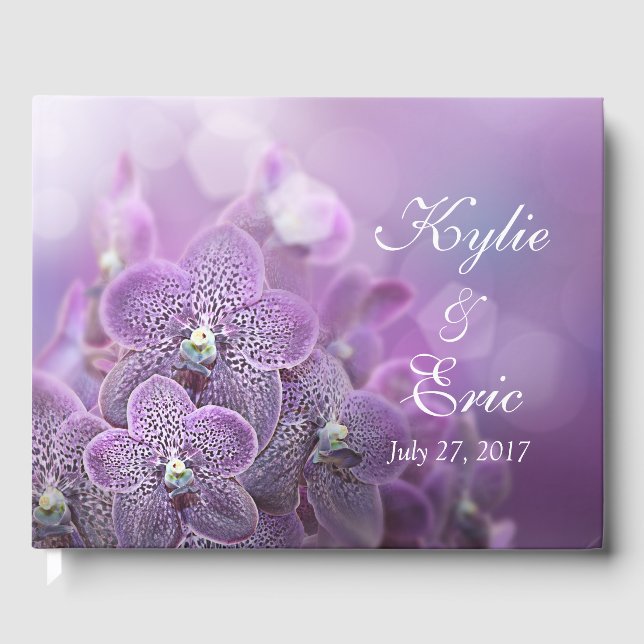 Purple Orchid Personalized Wedding Guest Book (Front)