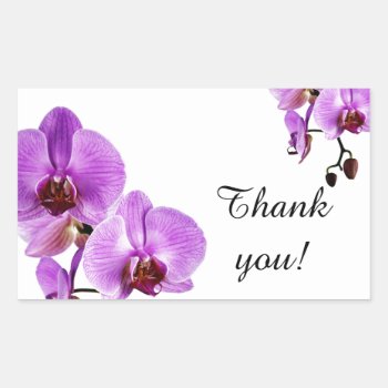 Purple Orchid Phalaenopsis Thank You Rectangular Sticker by justbecauseiloveyou at Zazzle
