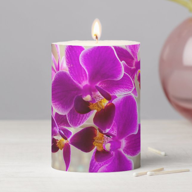 Purple Orchid Pillar Candle (In Situ)