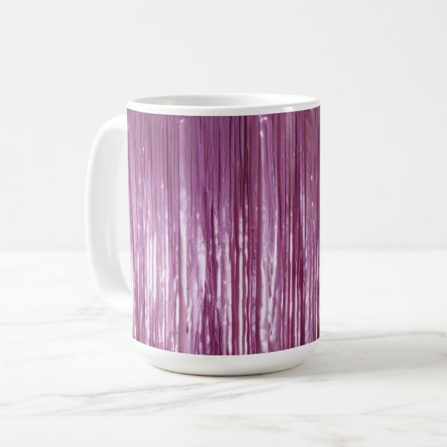 Purple Orchid Pink Tinsel Stripes Coffee Mug (Front Left)