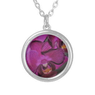 Purple Orchid Silver Plated Necklace