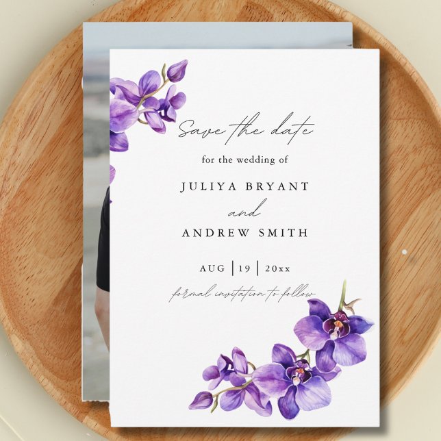 Purple Orchid simple photo  Save The Date (Creator Uploaded)