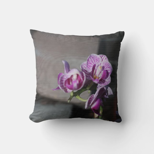 Purple Orchid Throw Pillow (Front)