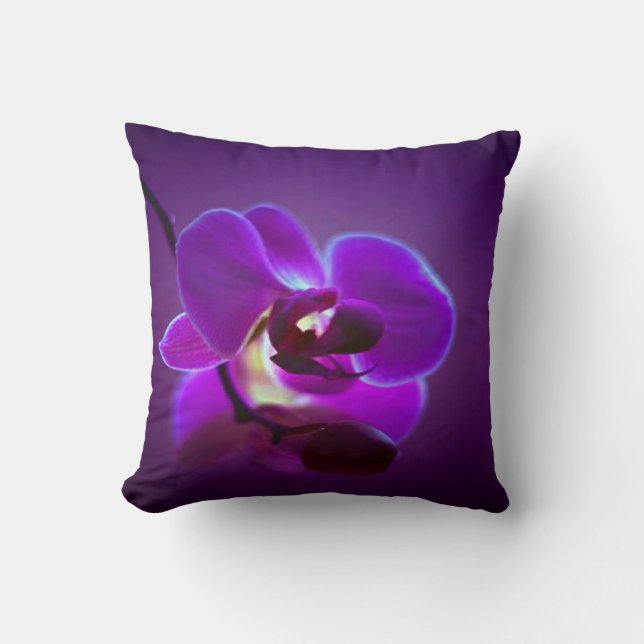 Purple Orchid Throw Pillow (Front)