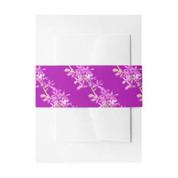 Purple Orchid Watercolor Botanical Pattern Wedding Invitation Belly Band by mylittleedenweddings at Zazzle